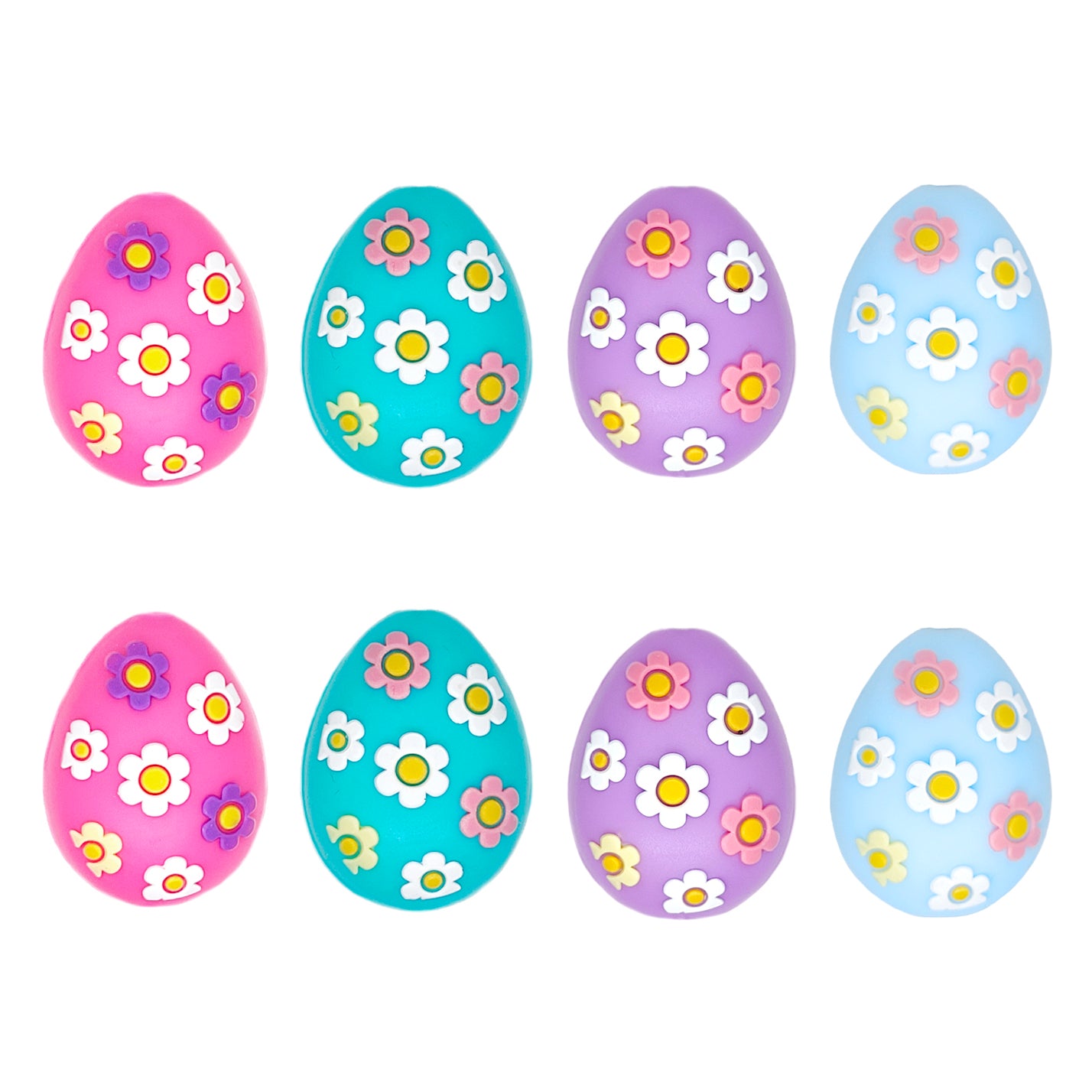 3D Easter Colorful Flower Eggs Silicone Focal Beads