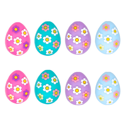 3D Easter Colorful Flower Eggs Silicone Focal Beads