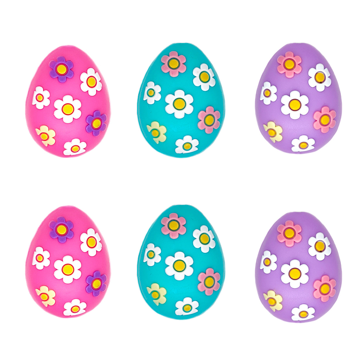 3D Easter Colorful Flower Eggs Silicone Focal Beads