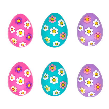 3D Easter Colorful Flower Eggs Silicone Focal Beads