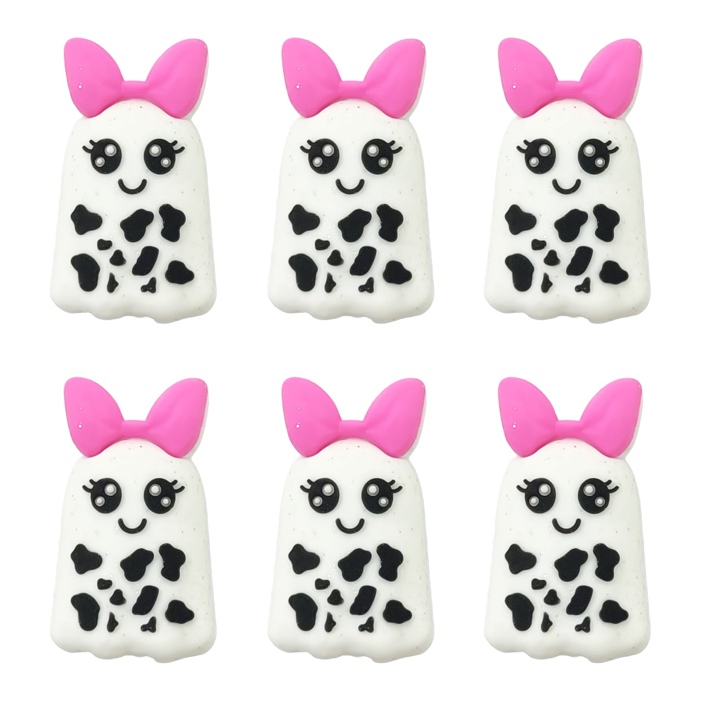 3D Ghost with Bow Glitter Focal