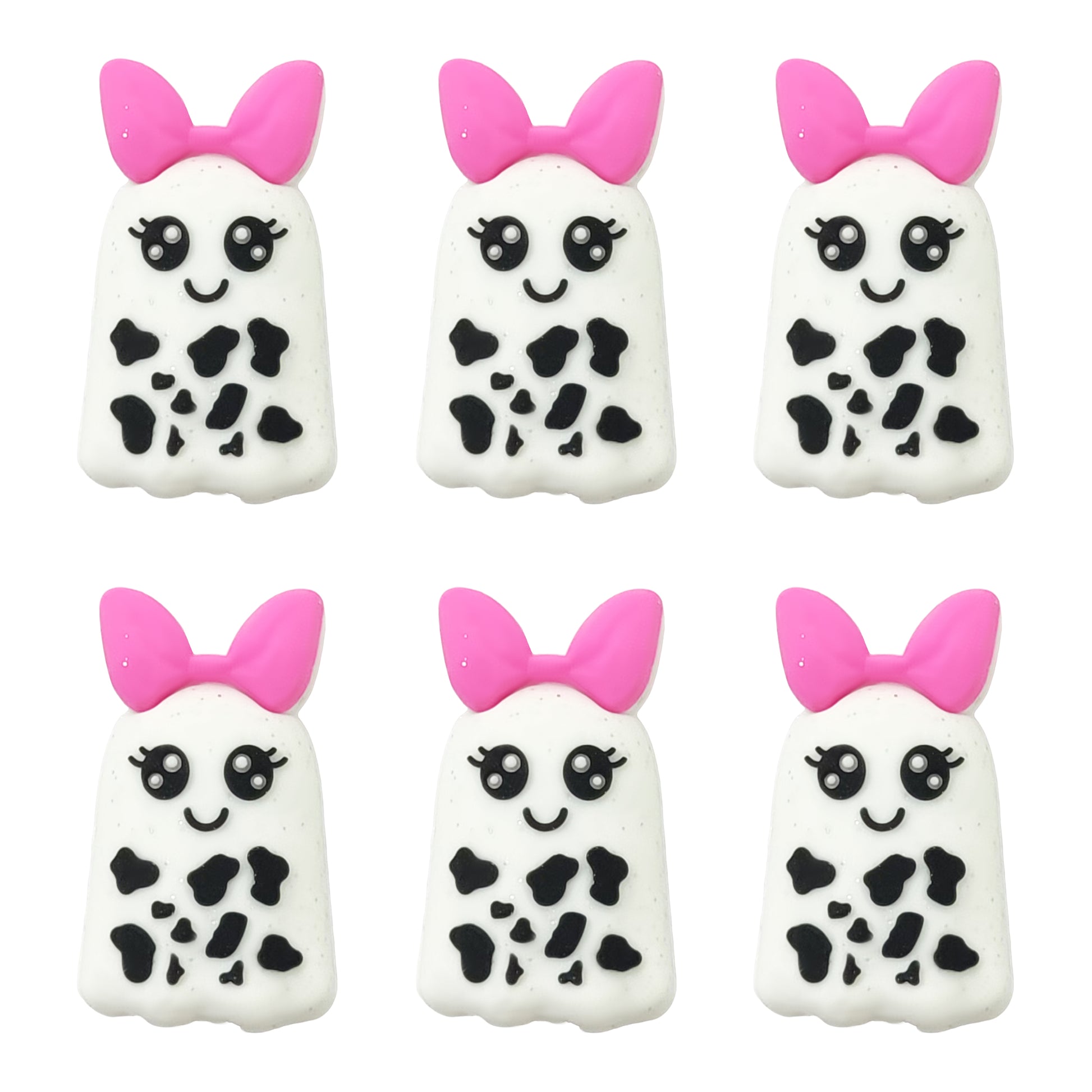 3D Ghost with Bow Glitter Focal