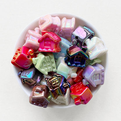 3D House Shape Beads,Acrylic Beads,Mixed Color