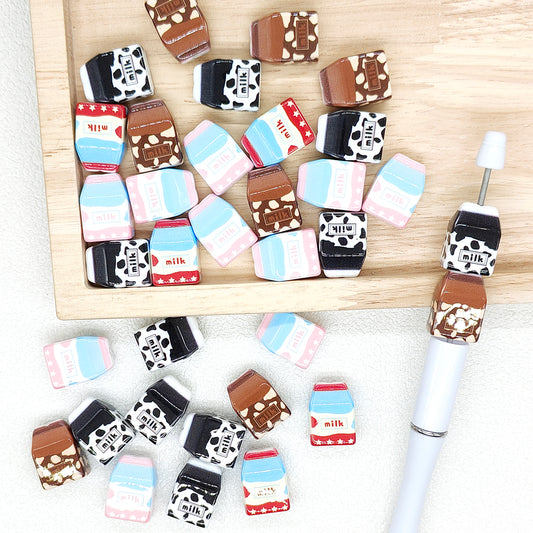 3D Milk Box Shape Printed Assorted Acrylic Focal Beads for Pen