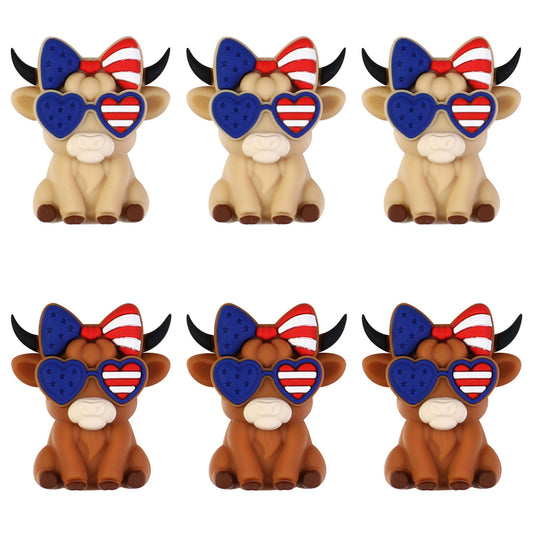 3D Patriotic Highland Cow Focal