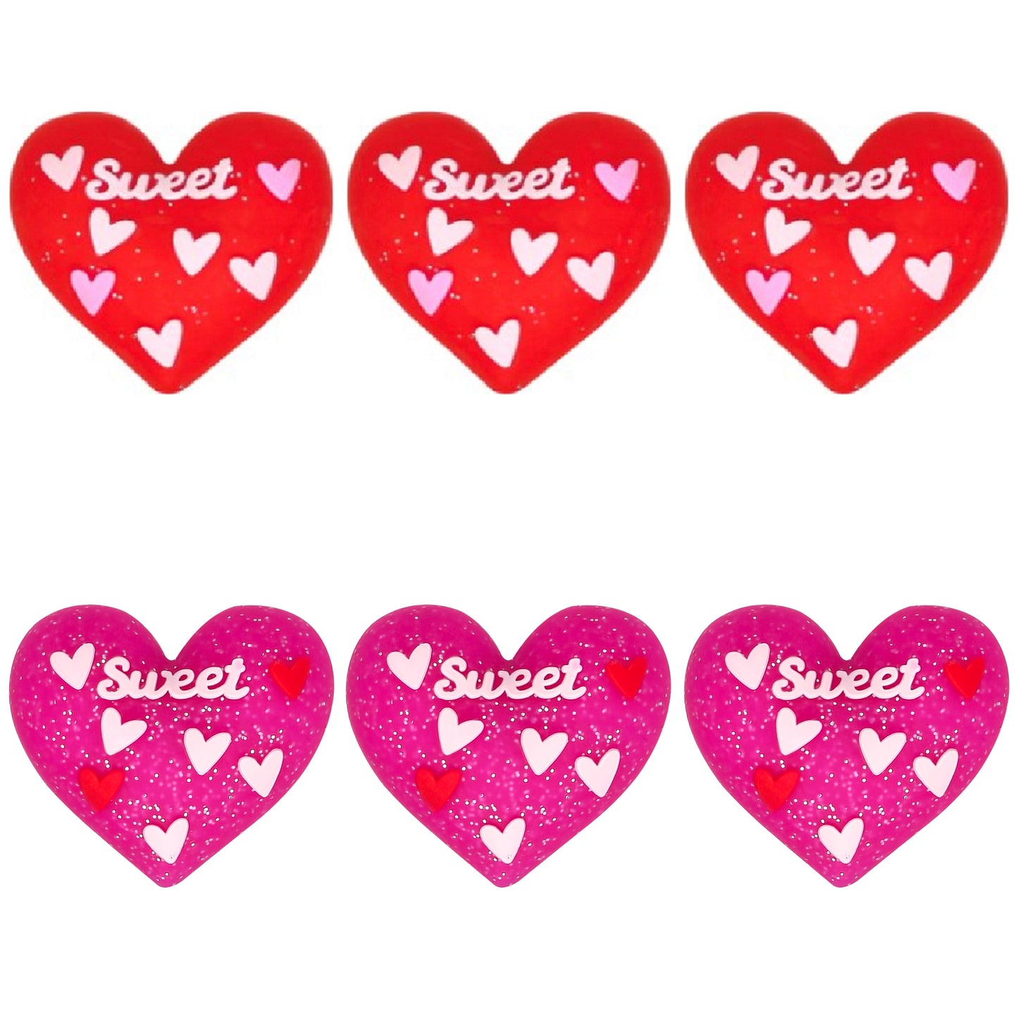 3D Valentines Sweet Heart Glittery Focal