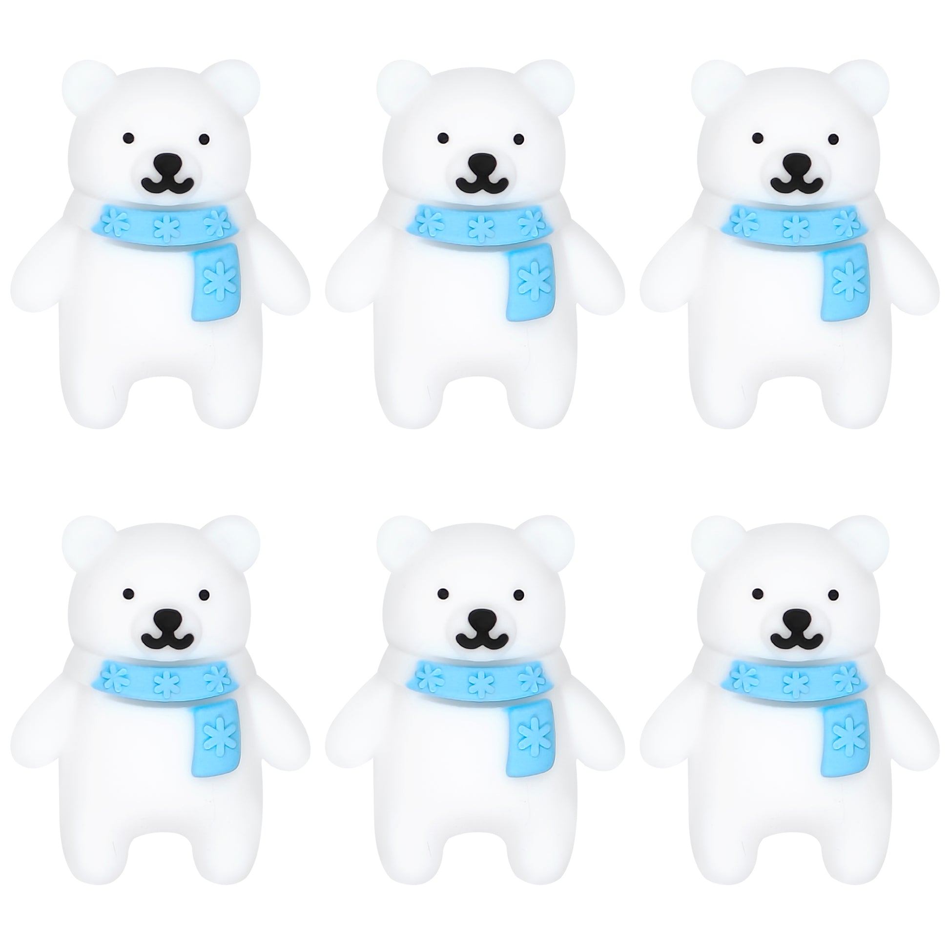 3D White Bear Blue Scarf Focal