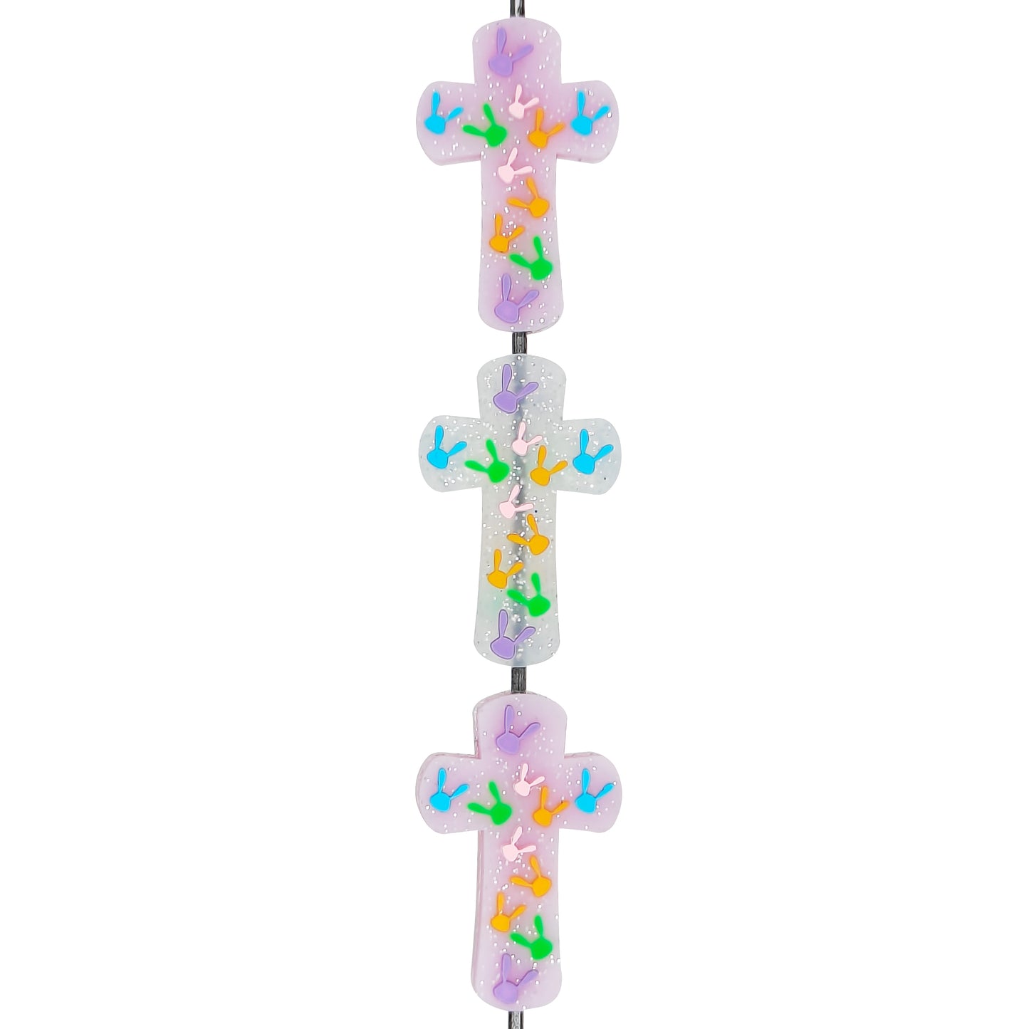 Cross Rabbit Glitter Easter Focal