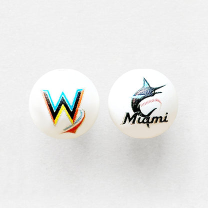 16mm Pearl Baseball Team Gumball Acrylic Beads