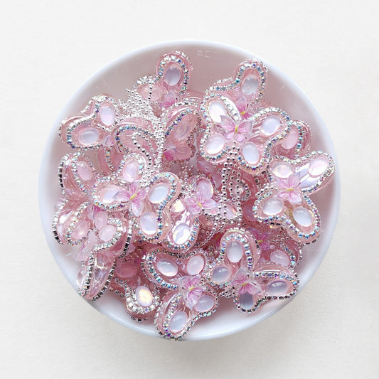 Pink Rose Flower Bling Gem Beads, Dangly Rhinestone Focal Beads –  MrBiteBabyStore