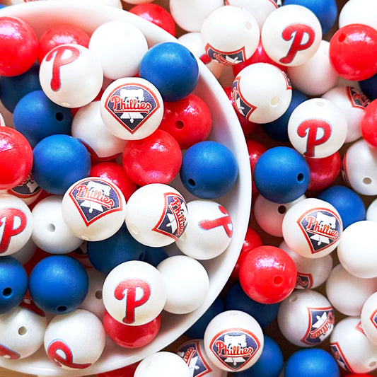 40Pcs Baseball Team Assorted Beads,DIY Badge Reel