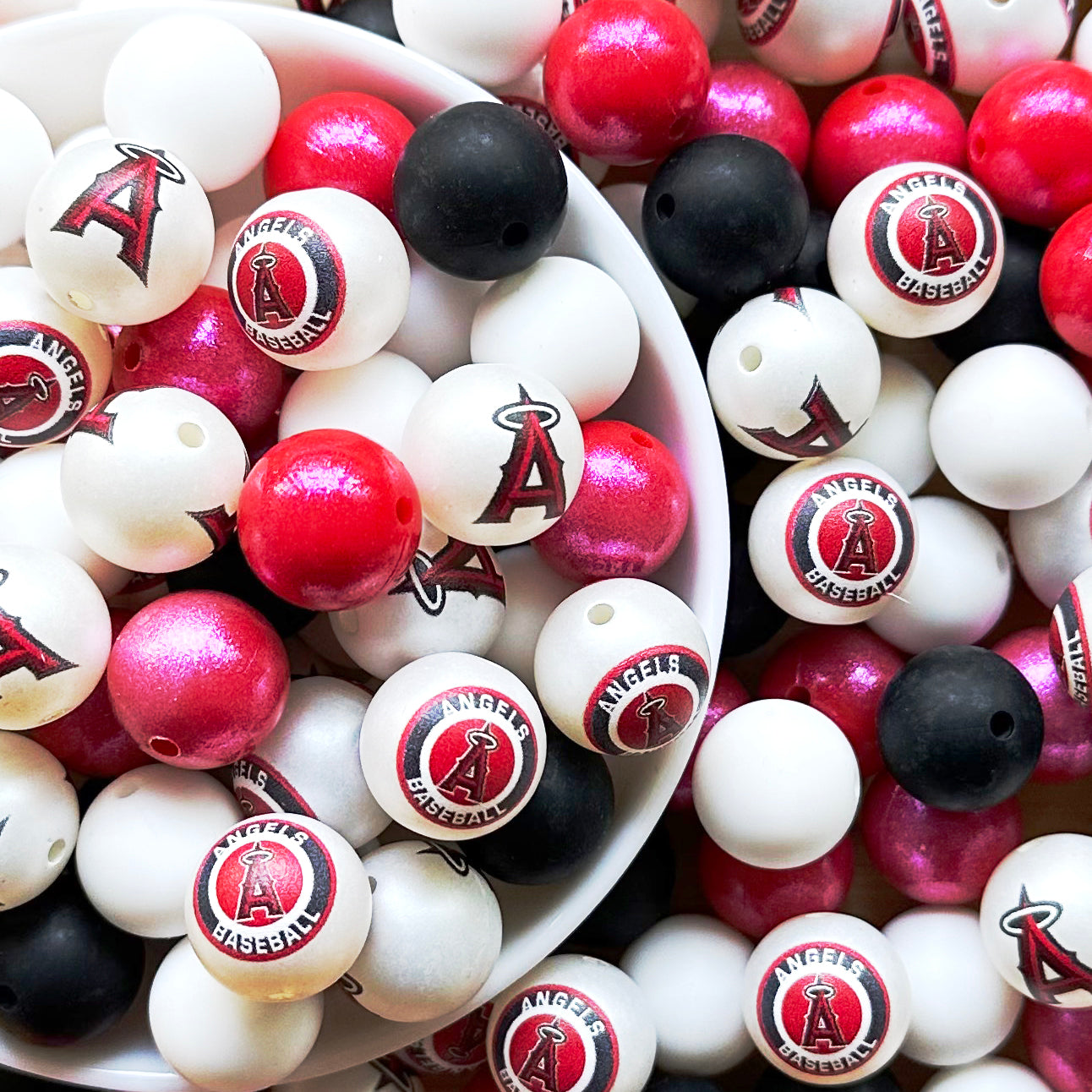 40Pcs Baseball Team Assorted Beads,DIY Lanyard Keychain