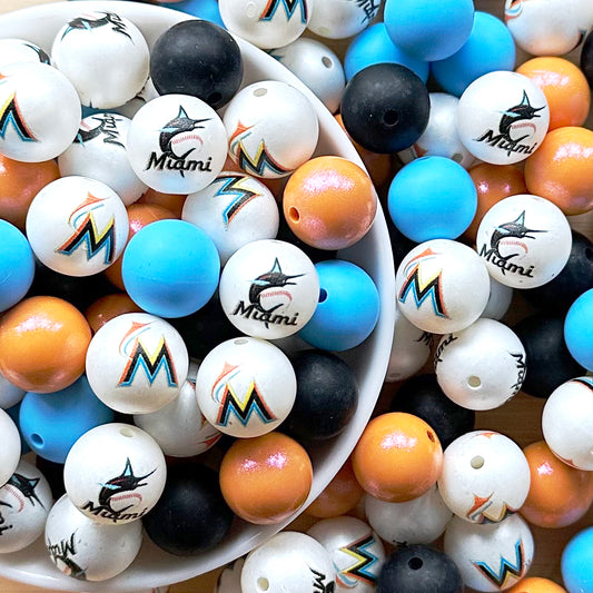 40Pcs Baseball Team Assorted Beads,Loose Beads Bulk