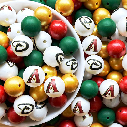 40Pcs Baseball Team Assorted Beads,for Beadable Pen,Loose Beads