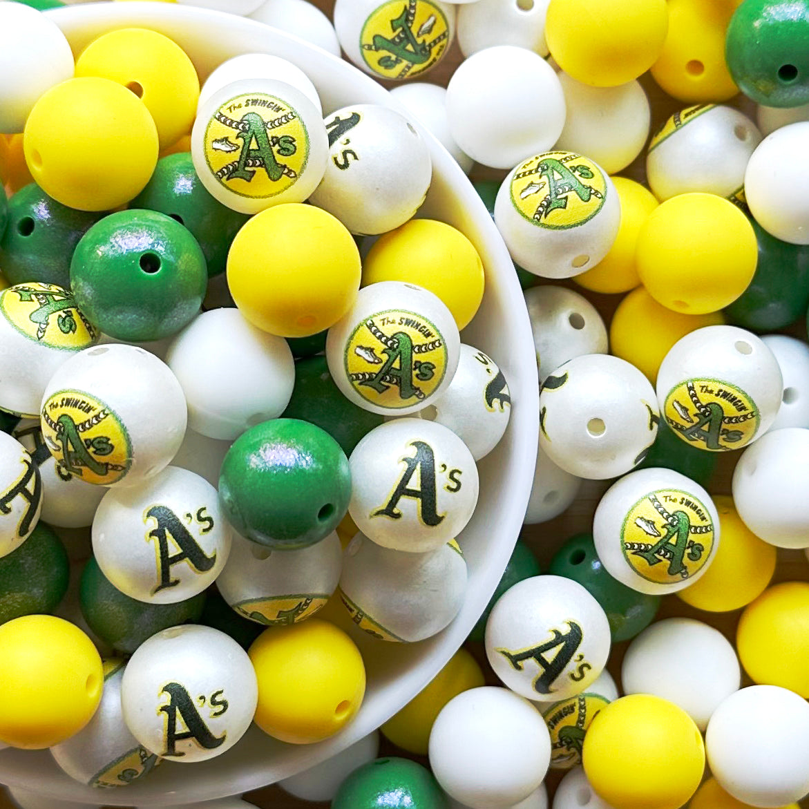 40Pcs Baseball Team Assorted Loose Beads Mix,for Pen