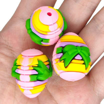 3D Colored Easter Egg Bow Focal