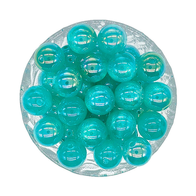 16mm Round Bubblegum Glitter Acrylic Beads