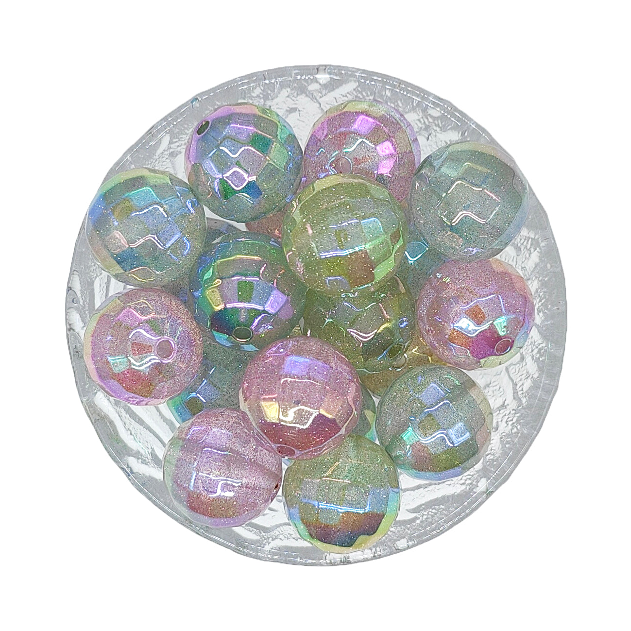 20mm Opal Faceted Bubblegum Acrylic Glitter Bead-Mix Color