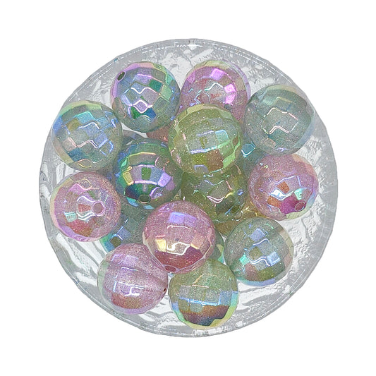 20mm Opal Faceted Bubblegum Acrylic Glitter Bead-Mix Color