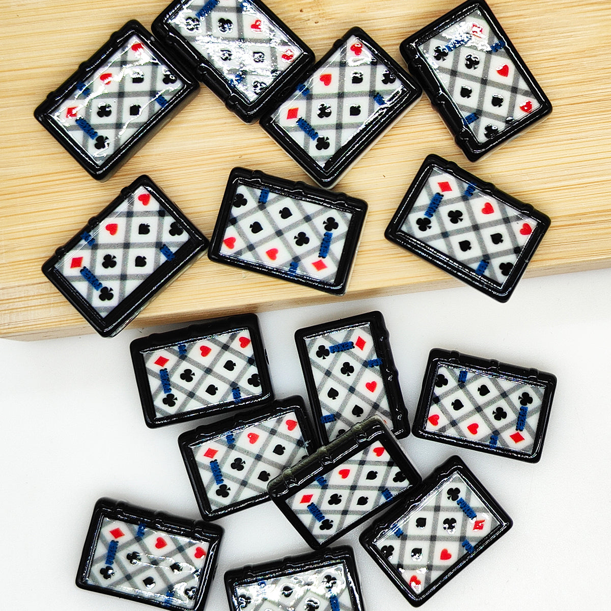 New Playing Cards Acrylic Beads,Rectangle Cards Beads for Craft Pen