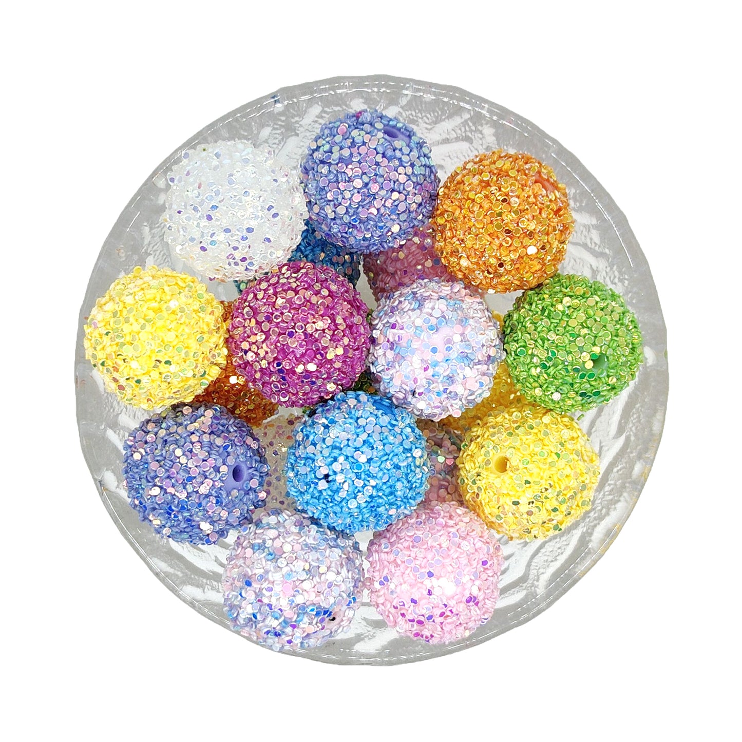 20mm Sequin Chunky Bubblegum Acrylic Beads- Mix Color