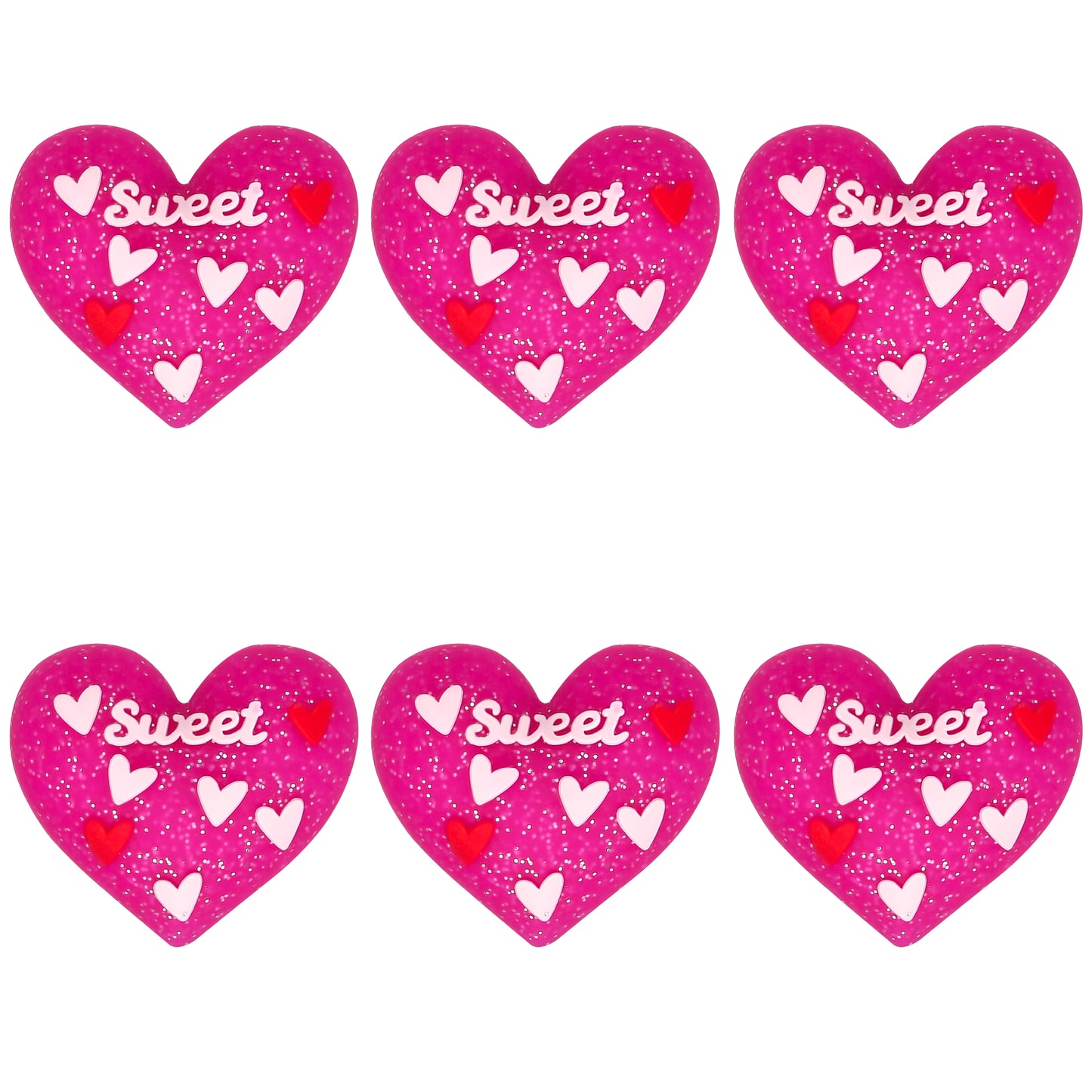 3D Valentines Sweet Heart Glittery Focal