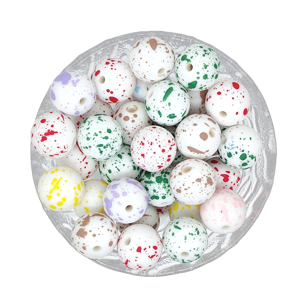 Mix 16mm Round Splash Bubblegum Acrylic Beads