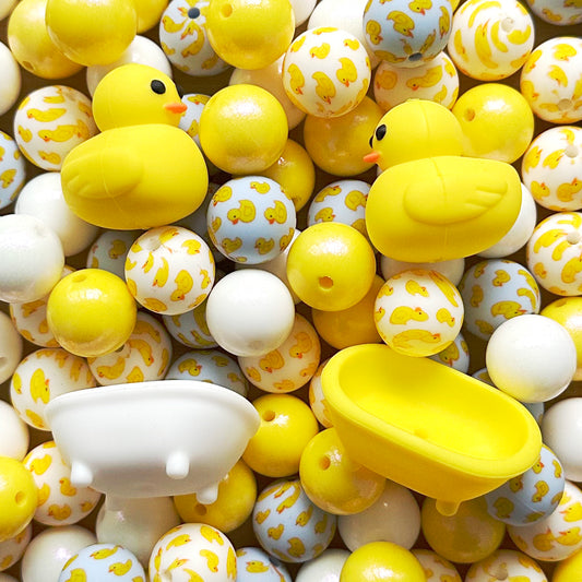 48Pcs Duck Bath Focal Beads Assorted,15mm Silicone Beads,for Beadable Pen