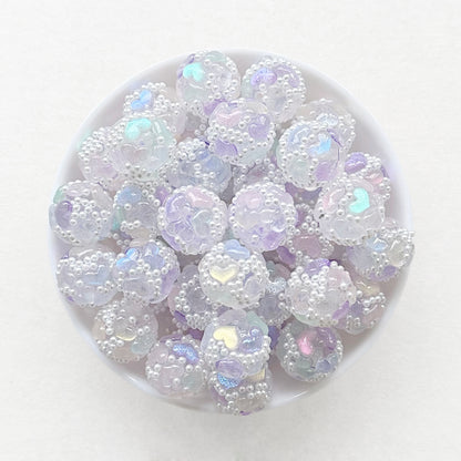 18mm Iridescent Heart Pearl Ball,Fancy Beads,Acrylic Beads