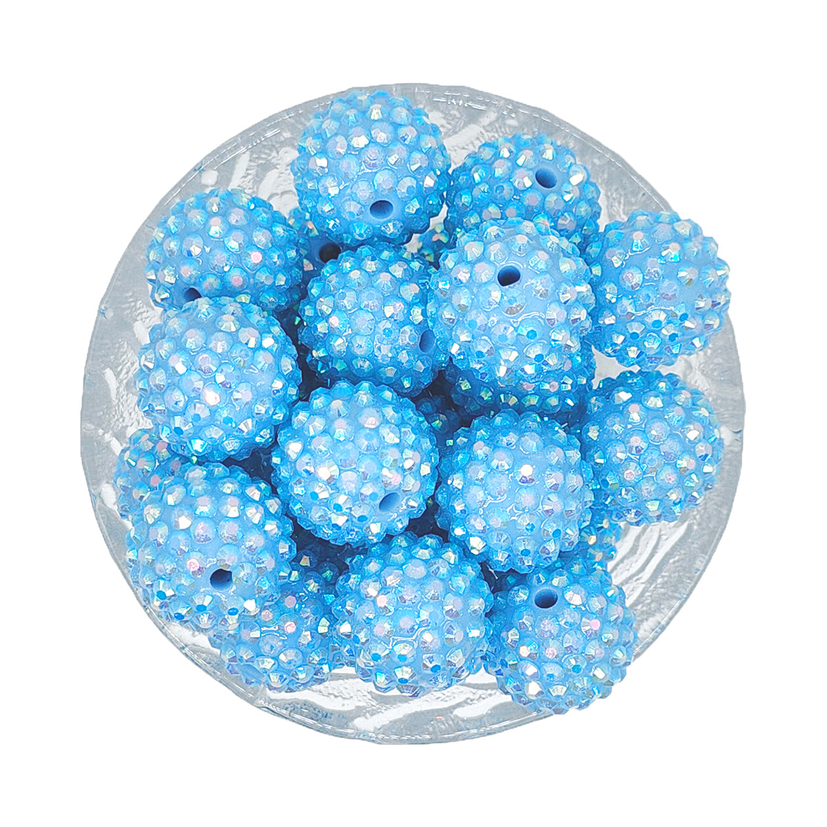 20mm Light Blue Rhinestone Bubblegum Acrylic Beads