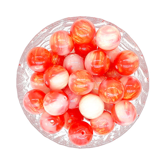 16mm Round Red Pearlescent Acrylic Beads