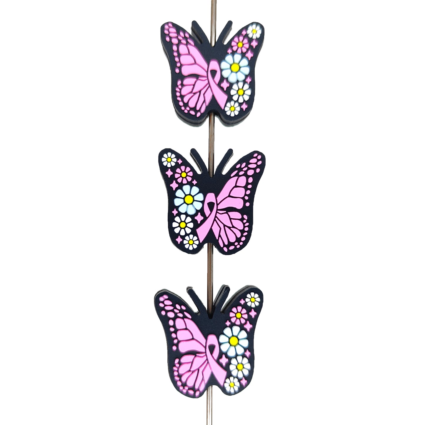 Breast Cancer Floral Butterfly Focal