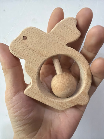 Natural Beech Wood Teether Rattle