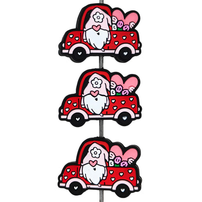 Gnome In Red Truck With Floral Valentine Focal