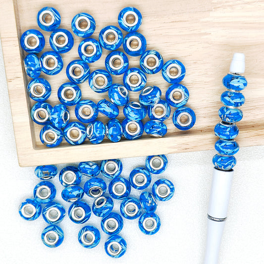 50Pcs Dolphin Lampwork Beads Large Hole,Resin Charm Beads