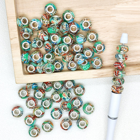 50Pcs Leaf Resin Large Hole Beads,Lampwork Beads for Charm