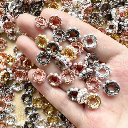 50Pcs/Lot 10mm Metal Pearls Spacer Bead,Rondelle Spacer Mix