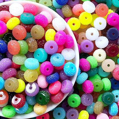 50Pcs/Lot 12*7mm Fluorescence Spacer Beads,Rhinestone Effect Resin Beads