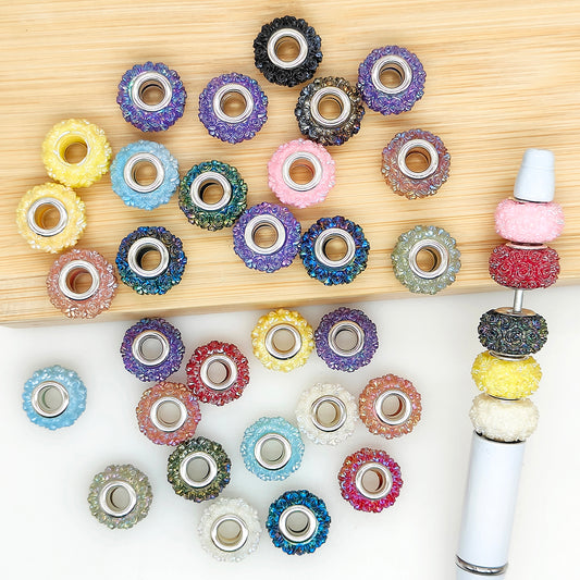 50Pcs/Lot Rose Flower Large Hole Spacer Beads,Resin Beads