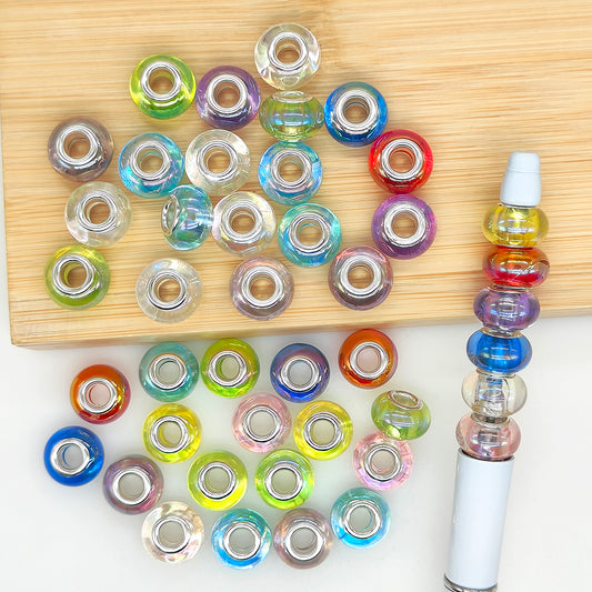 50Pcs/Lot UV Assorted Large Hole Bead,Spacer Resin Beads,Mixed Colors