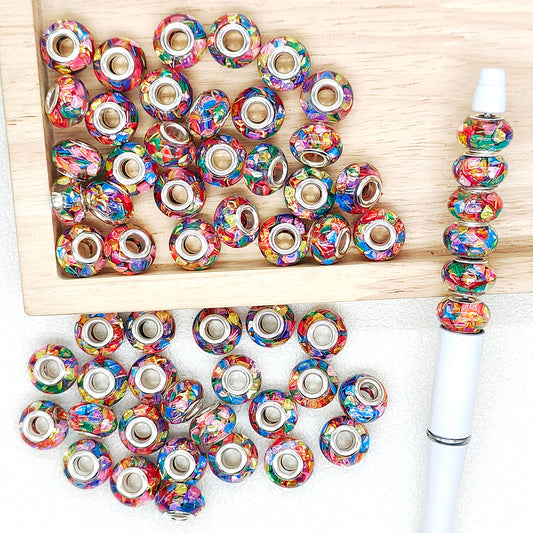 50Pcs Sequin Large Hole Beads,Rondelle Beads,Resin Bead