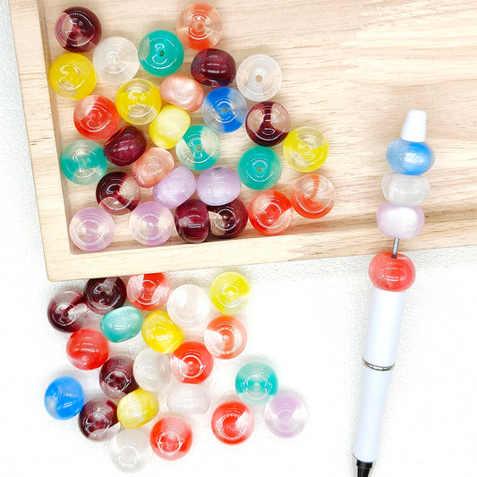 50Pcs Shimmer Abacus Acrylic Spacer Beads,Rondelle Beads