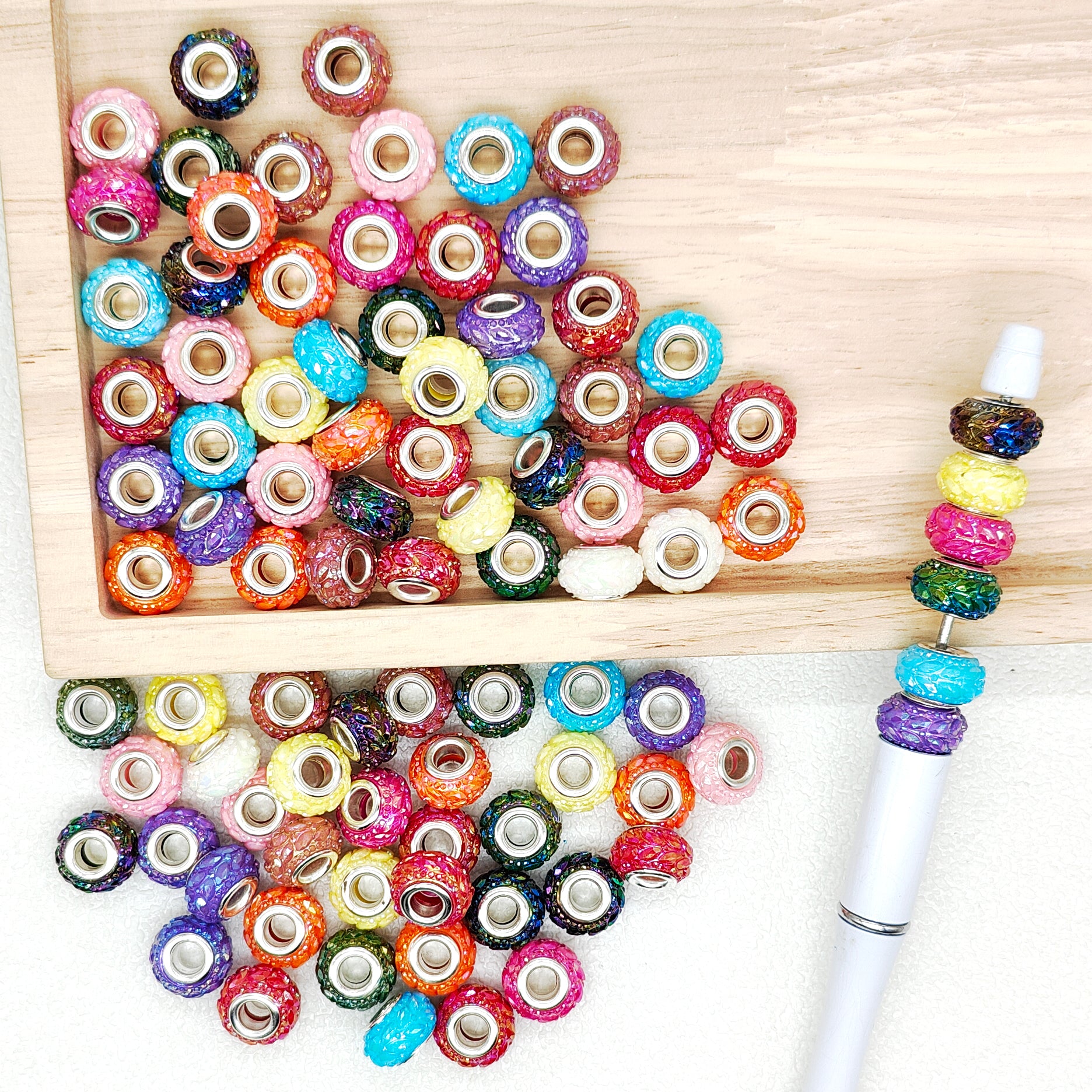 50Pcs UV Tire Resin Large Hole Beads,Rondelle Beads for Pen