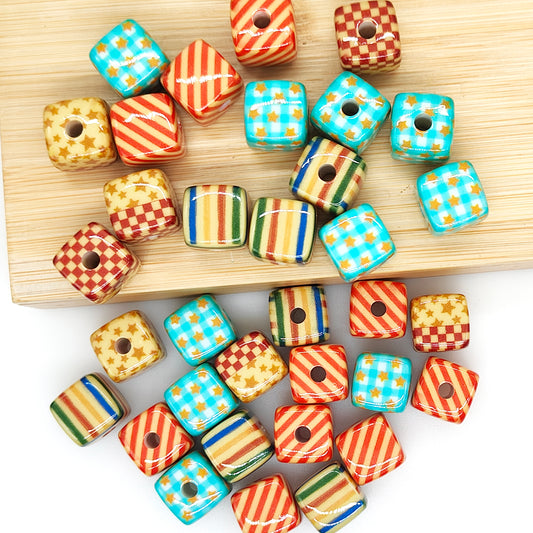 14mm Mixed Pattern Square Cube Acrylic