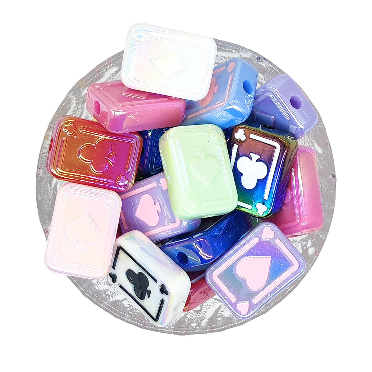 Mix UV Playing Cards Shaped Acrylic Focal Beads