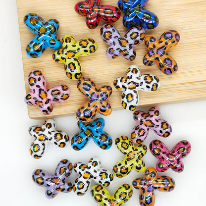 UV Leopard Butterfly Beads,Mixed Color Acrylic Beads