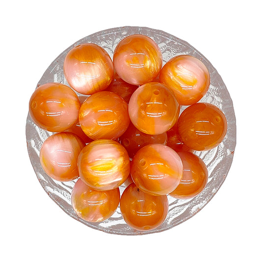 20mm Orange Pearlescent Chunky Bubblegum Acrylic Beads