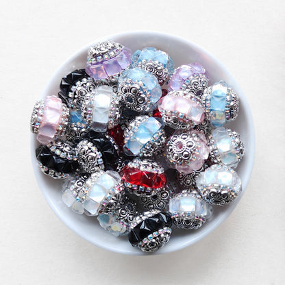 Shiny Rhinestone Sparkle Bubblegum Acrylic Beads