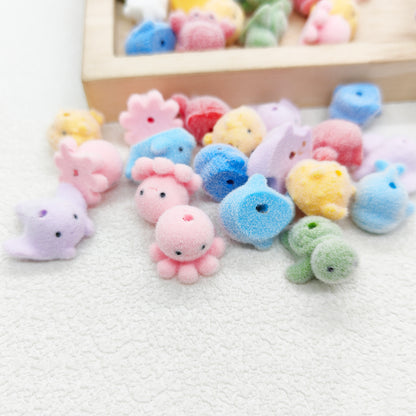 Sea Animal Assorted Flocked Acrylic Beads,Shape Focal Beads