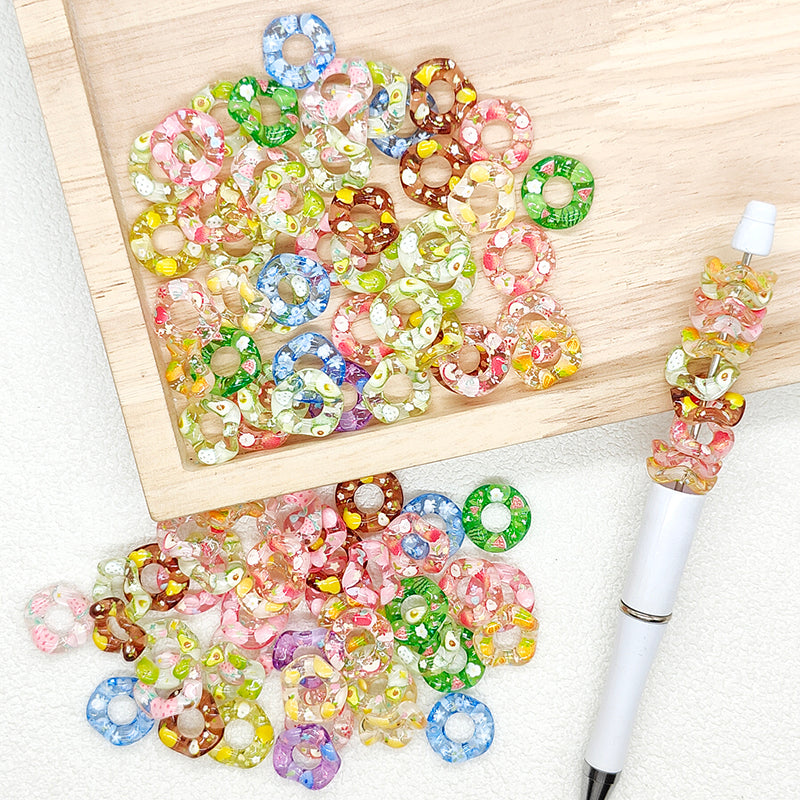 Fruits Print Clear Wavy Spacer Beads,Acrylic Beads